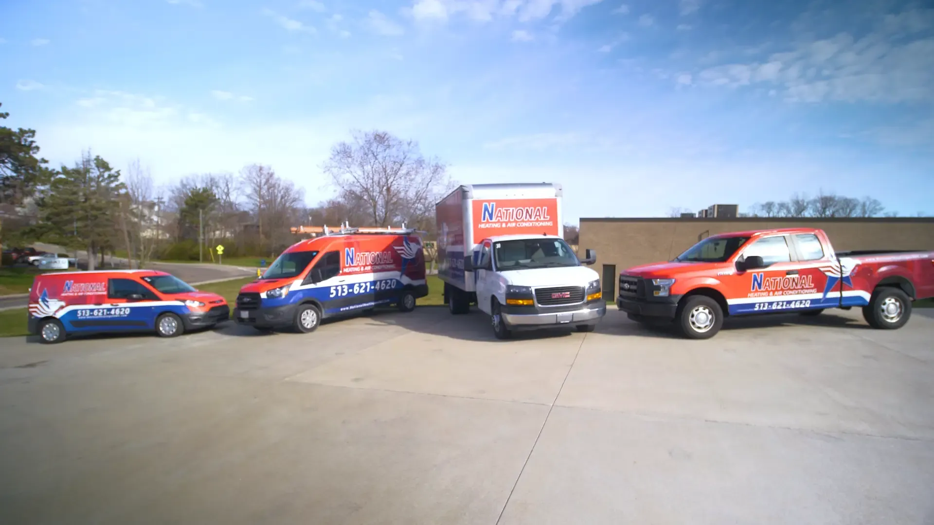 AC repair service van parked at Dallas residential job